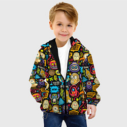 Куртка с капюшоном детская Паттерн с монстриками, цвет: 3D-черный — фото 2