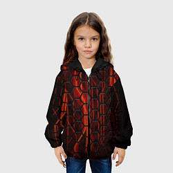 Куртка с капюшоном детская Соты на красном фоне, цвет: 3D-черный — фото 2