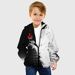 Куртка с капюшоном детская Mitsubishi - черно-белая абстракция, цвет: 3D-черный — фото 2