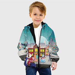 Куртка с капюшоном детская В Новогоднюю ночь Дед Мороз едет на скутере с пода, цвет: 3D-черный — фото 2