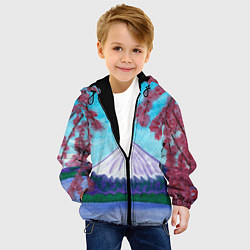 Куртка с капюшоном детская Цветение сакуры Фудзияма, цвет: 3D-черный — фото 2