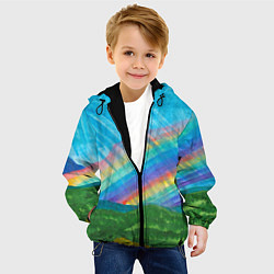 Куртка с капюшоном детская Летний дождь радуга, цвет: 3D-черный — фото 2
