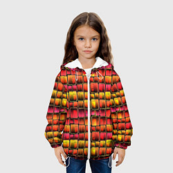 Куртка с капюшоном детская Неоновый геометрический узор, цвет: 3D-белый — фото 2