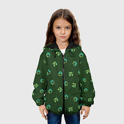 Куртка с капюшоном детская Minecraft - зеленые лица, цвет: 3D-черный — фото 2