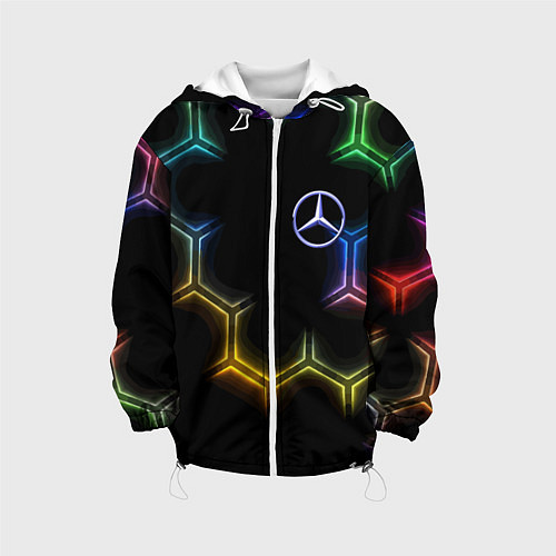 Детская куртка Mercedes - neon pattern / 3D-Белый – фото 1