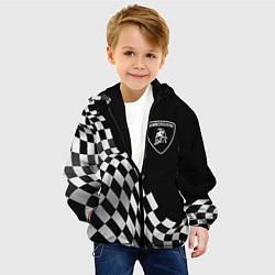 Куртка с капюшоном детская Lamborghini racing flag, цвет: 3D-черный — фото 2