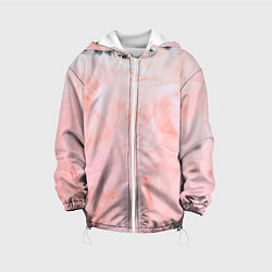 Куртка с капюшоном детская Aesthetic visual art pink feathers, цвет: 3D-белый