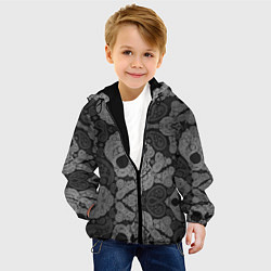 Куртка с капюшоном детская Абстрактные черепа пейсли, цвет: 3D-черный — фото 2