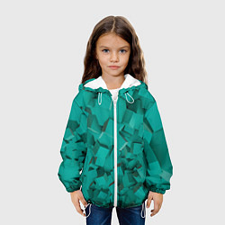 Куртка с капюшоном детская Абстрактные сине-зелёные кубы, цвет: 3D-белый — фото 2