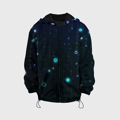 Детская куртка Неоновый дождик из снежинок / 3D-Черный – фото 1