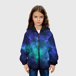 Куртка с капюшоном детская Космический пейзаж во Вселенной, цвет: 3D-черный — фото 2