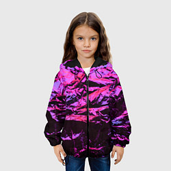 Куртка с капюшоном детская Мятая фольга в неоне, цвет: 3D-черный — фото 2