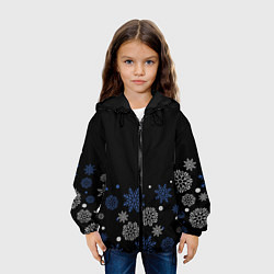 Куртка с капюшоном детская Снежинки - Новогодние, цвет: 3D-черный — фото 2