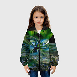 Куртка с капюшоном детская Манитные поля - абстракция, цвет: 3D-черный — фото 2