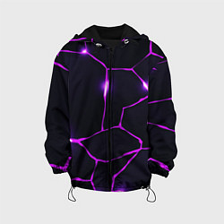 Куртка с капюшоном детская Фиолетовые неоновые трещины, цвет: 3D-черный