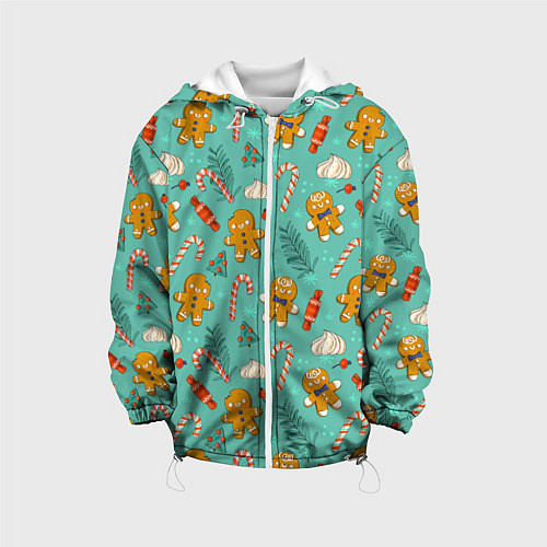 Детская куртка Новогодний паттерн с печеньем и конфетами / 3D-Белый – фото 1