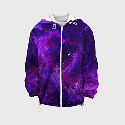 Куртка с капюшоном детская Неоновый космос и звезды, цвет: 3D-белый