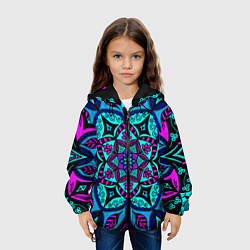 Куртка с капюшоном детская Яркая цветная мандала, цвет: 3D-черный — фото 2