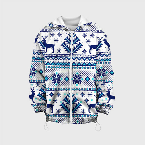 Детская куртка Happy new year, blue deer / 3D-Белый – фото 1