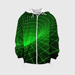 Куртка с капюшоном детская Зелёная неоновая чёрная дыра, цвет: 3D-белый