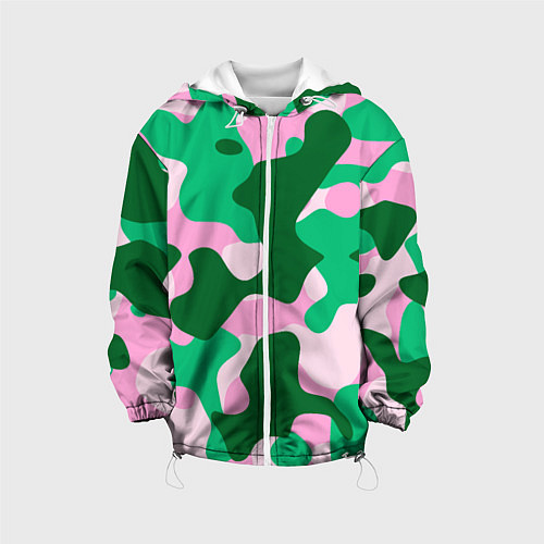 Детская куртка Абстрактные зелёно-розовые пятна / 3D-Белый – фото 1