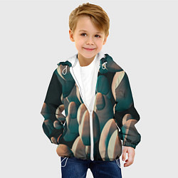 Куртка с капюшоном детская Множество абстрактных летающих камней, цвет: 3D-белый — фото 2