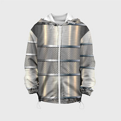 Куртка с капюшоном детская Металлические полосы - текстура алюминия, цвет: 3D-белый
