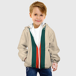 Куртка с капюшоном детская Полосы триколор красный зеленый, цвет: 3D-белый — фото 2