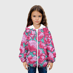 Куртка с капюшоном детская Пышные цветы - пионы, цвет: 3D-белый — фото 2