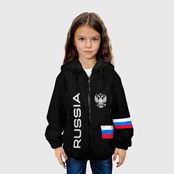Куртка с капюшоном детская Россия и три линии на черном фоне, цвет: 3D-черный — фото 2