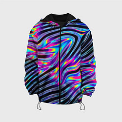 Куртка с капюшоном детская Голографические полосы, цвет: 3D-черный