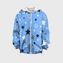 Куртка с капюшоном детская Звёзды на голубом фоне, цвет: 3D-белый