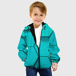 Куртка с капюшоном детская Большие бирюзовые соты, цвет: 3D-черный — фото 2