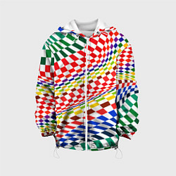 Куртка с капюшоном детская Разноцветная оптическая иллюзия, цвет: 3D-белый
