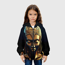 Куртка с капюшоном детская Нейросеть - золотая статуя египетской царицы, цвет: 3D-черный — фото 2