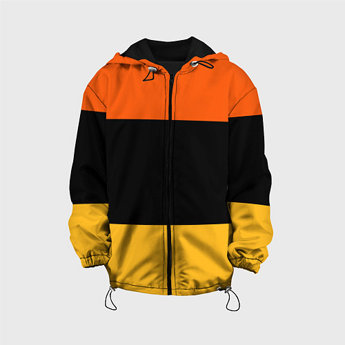 Детская куртка Полосатый оранжевый с черной и белой полосой / 3D-Черный – фото 1