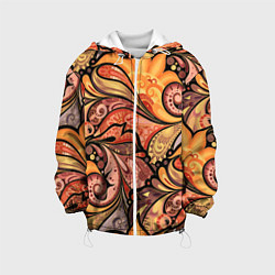 Куртка с капюшоном детская Multicolored branching floral patterns, цвет: 3D-белый