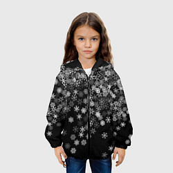 Куртка с капюшоном детская Пушистые снежинки, цвет: 3D-черный — фото 2