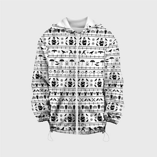 Детская куртка Black pattern Wednesday Addams / 3D-Белый – фото 1