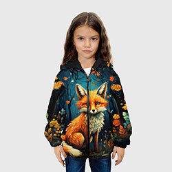 Куртка с капюшоном детская Лиса в Folk Art стиле, цвет: 3D-черный — фото 2