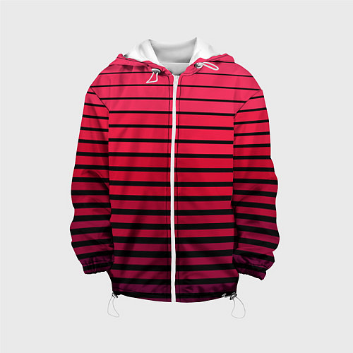 Детская куртка Красно-черный полосатый узор / 3D-Белый – фото 1
