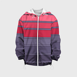 Куртка с капюшоном детская Полосатый красно -серый, цвет: 3D-белый