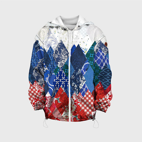 Детская куртка Флаг России в стиле пэчворк / 3D-Белый – фото 1