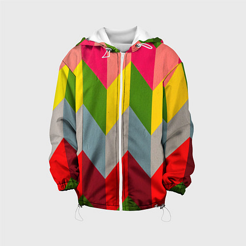 Детская куртка Разноцветный ромбический абстрактный паттерн / 3D-Белый – фото 1