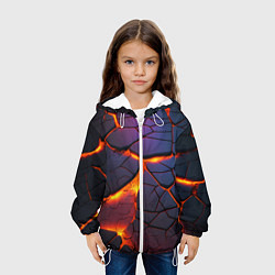 Куртка с капюшоном детская Неоновая лава - течение, цвет: 3D-белый — фото 2