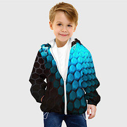 Куртка с капюшоном детская Abstraction neon blue, цвет: 3D-белый — фото 2