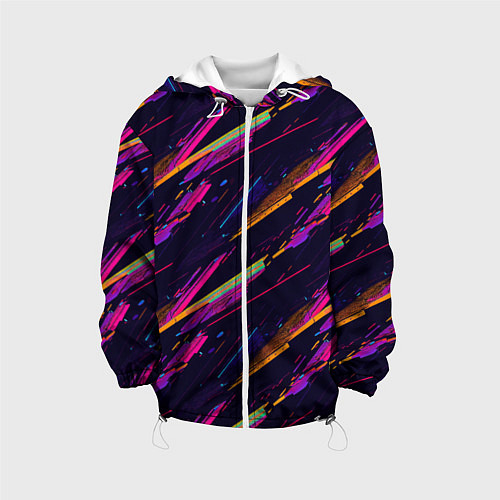 Детская куртка Глитч полосы / 3D-Белый – фото 1