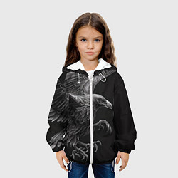 Куртка с капюшоном детская Черно-белый ворон, цвет: 3D-белый — фото 2