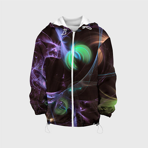 Детская куртка Магические фиолетовые волны и цветные космические / 3D-Белый – фото 1