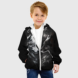 Куртка с капюшоном детская Пара волков - белый и черный, цвет: 3D-белый — фото 2